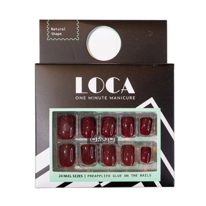 Loca Press On Nails Deep Red Natural Shape (11)