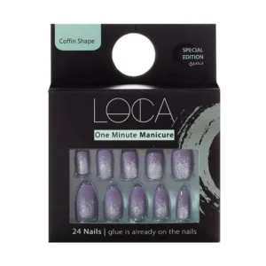 Loca Press On Nails Purple Glitter Coffin Shape (S3)