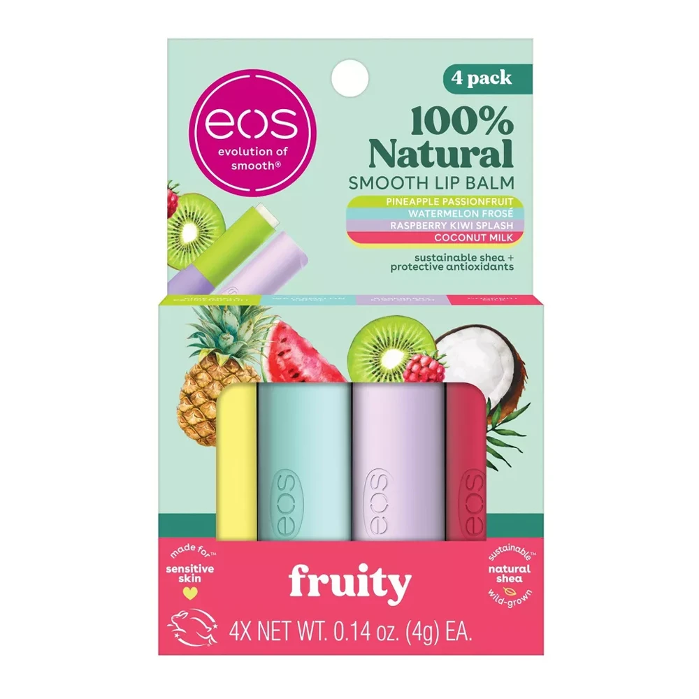 eos 100% Natural Fruity Lip Balm - 4 Pieces