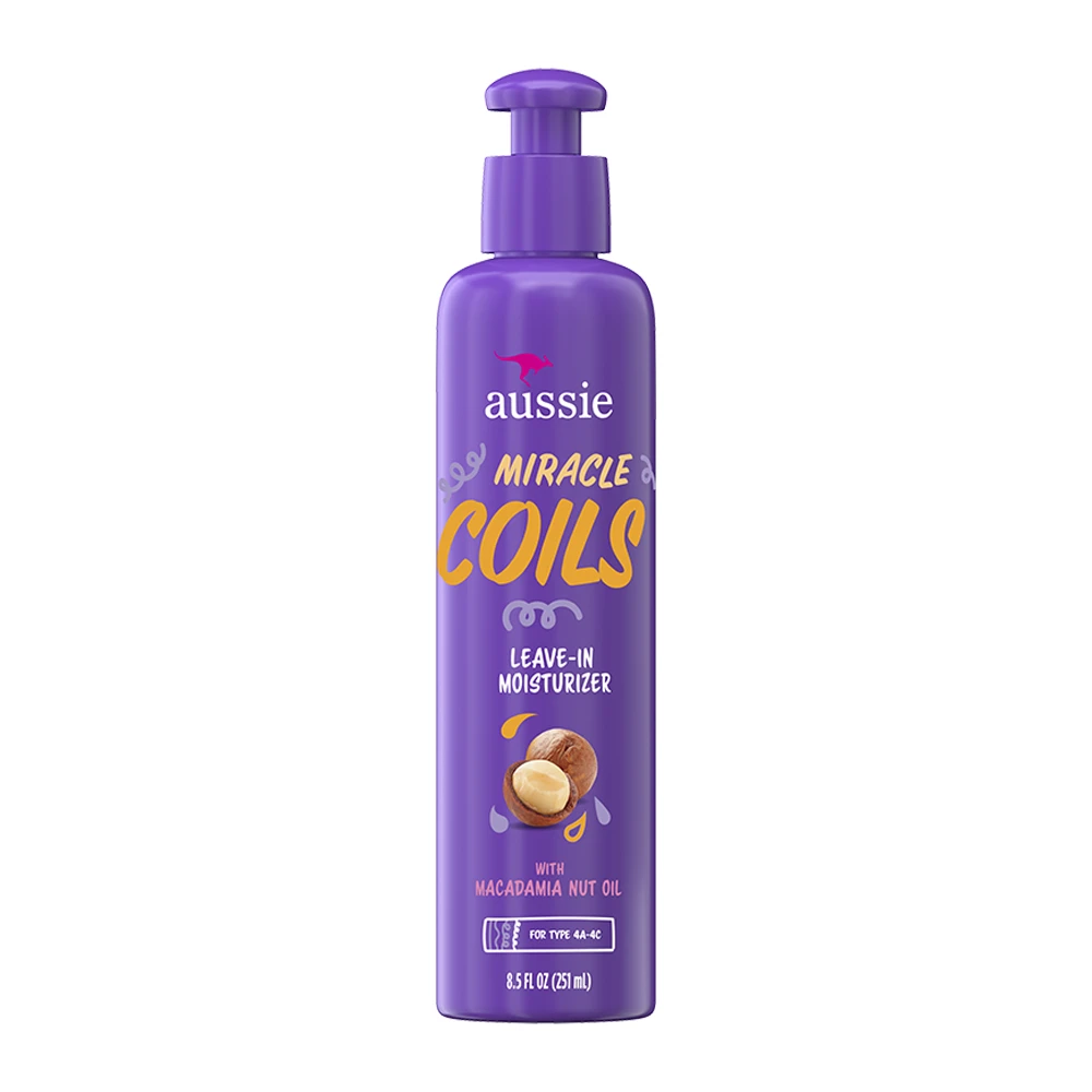 Aussie Miracle Coils Leave-In Moisturizer with Macadamia Nut Oil for Coily Hair - 251 ml