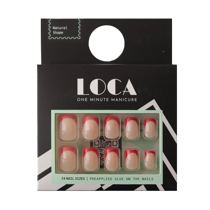 Loca Press On Nails French Red Natural Shape (T1)