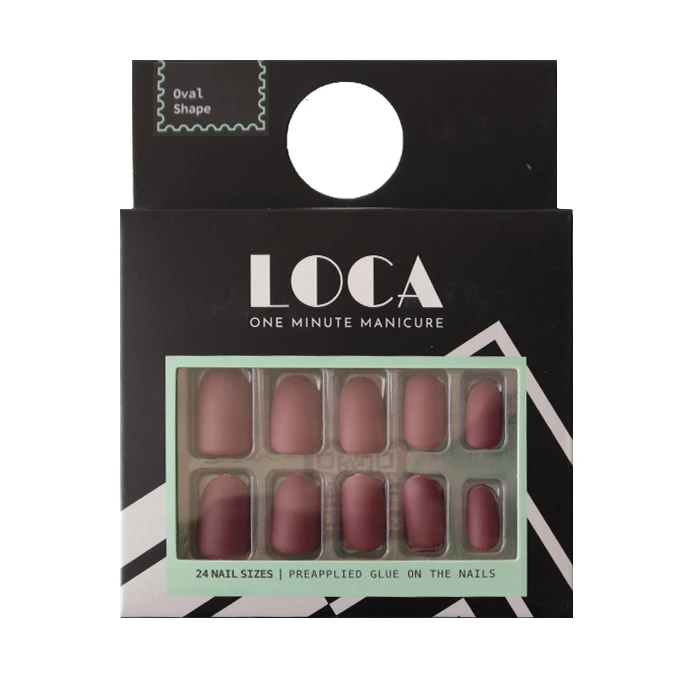 Loca Press On Nails Mauve Matte Oval Shape (9)