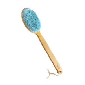 Mella Silicone Body Exfoliation Brush with Long Wooden Handle - Blue