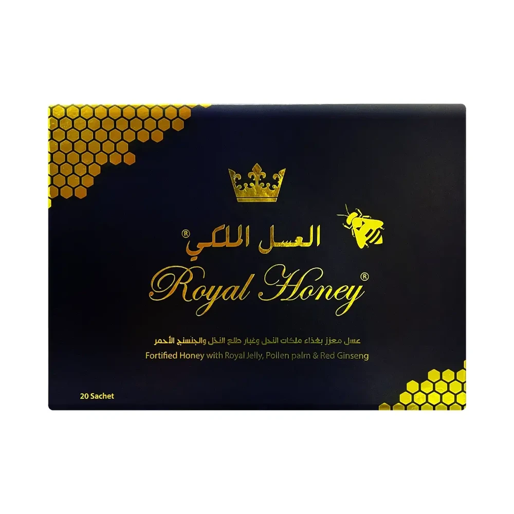 رويال هوني عسل معزز بغذاء ملكات النحل والجنسنج الأحمر - 20 كيس مسحوق