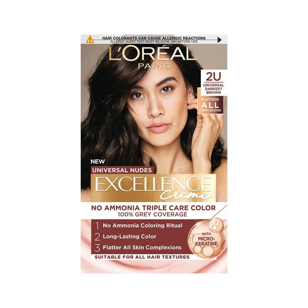 L'Oréal Paris Excellence Crème Universal Nudes Hair Color - 2U Darkest Brown