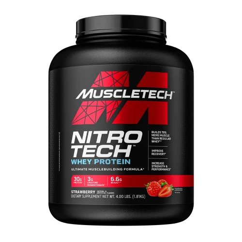 MuscleTech NitroTech Whey Protein Powder - Strawberry