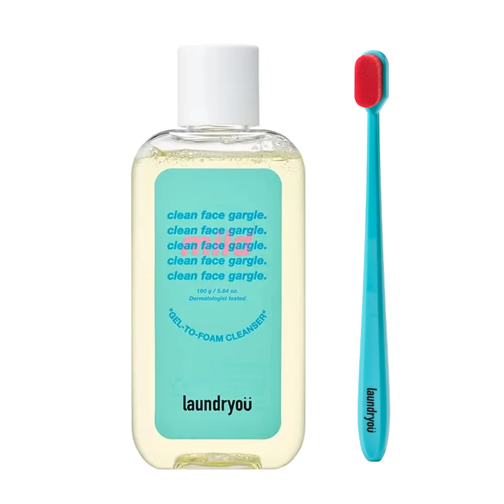 Laundryou Clean Face Gargle Gel-to-Foam Cleanser Mild with Brush Set - 2 Pieces