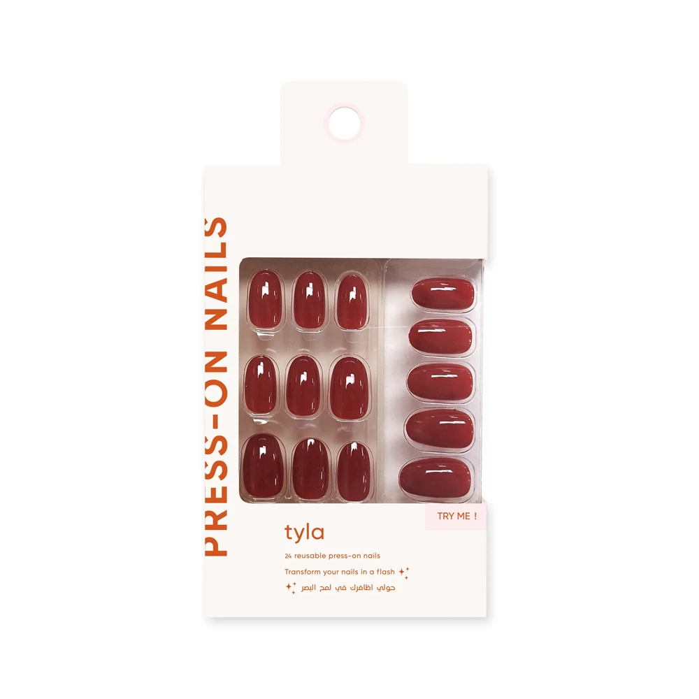 tyla Press On Nails Oval - Ruby 04