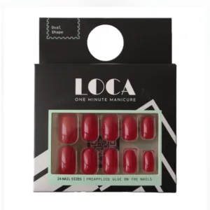 Loca Press On Nails Red Oval Shape (21)